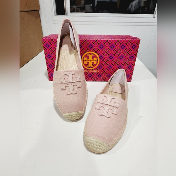 NEW AUTHENTIC TORY BURCH WESTON FLAT ESPADRILLE PINK - Picture 4 of 6